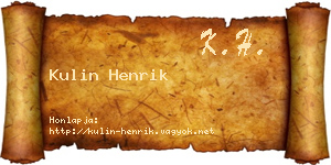 Kulin Henrik névjegykártya